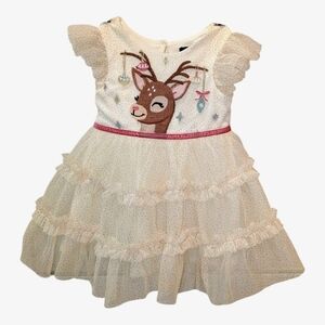 Zunie Reindeer Holiday Baby Girl's Dress 12M Nordstrom NWT Christmas Holiday